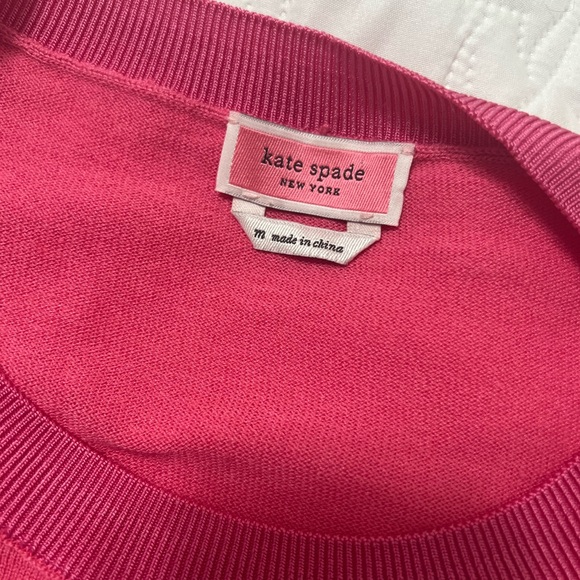 Kate Spade Hot Pink Daisy Collar Short Sleeve Medium Lightweight Silk Blend - Picture 8 of 12